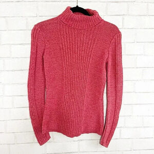 Sundance Pinkish Red Pullover Turtleneck Sweater Cotton Blend Women's Size XS